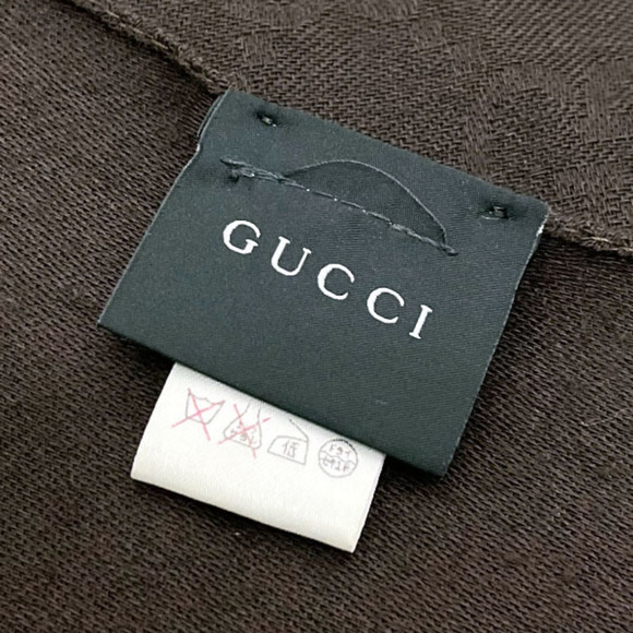 Gucci Stole GG Pattern Scarf Wool Silk Dark Brown 165904 GUCCI Shawl YY-14171